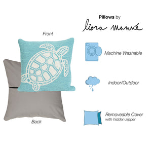 Liora Manne Frontporch Turtle Indoor Outdoor Decorative Pillow Aqua
