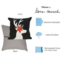 Load image into Gallery viewer, Liora Manne Frontporch Reindeer Indoor Outdoor Decorative Pillow Black