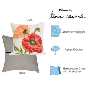 Liora Manne Frontporch Icelandic Poppies Decorative Pillow Neutral