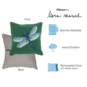 Liora Manne Frontporch Garden Dragonfly Indoor Outdoor Pillow Green