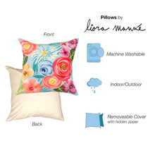 Load image into Gallery viewer, Liora Manne Illusions Flower Garden Indoor Outdoor Decorative Pillow Aqua