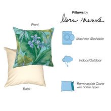 Load image into Gallery viewer, Liora Manne Illusions Tropical Leaf Indoor Outdoor Decorative Pillow Aqua