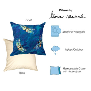 Liora Manne Illusions Dragonflies Indoor Outdoor Decorative Pillow Midnight