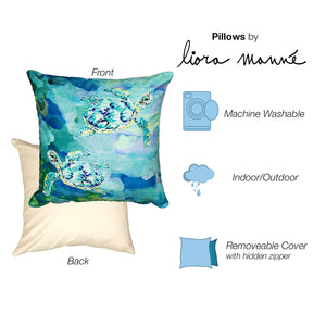 Liora Manne Illusions Tulum Turtles Indoor Outdoor Pillow Sea