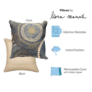 Liora Manne Marina Circles Indoor Outdoor Decorative Pillow Azure