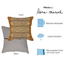 Load image into Gallery viewer, Liora Manne Marina Tribal Stripe Indoor Outdoor Decorative Pillow Gold