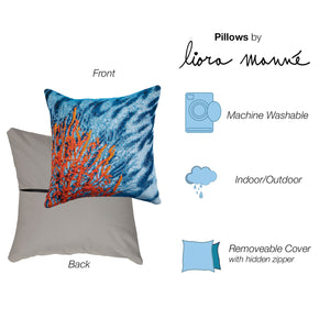 Liora Manne Marina Coral Indoor Outdoor Decorative Pillow Ocean