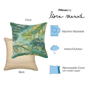 Liora Manne Marina Palm Border Indoor Outdoor Decorative Pillow Aqua