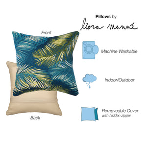 Liora Manne Marina Palm Border Indoor Outdoor Decorative Pillow Navy