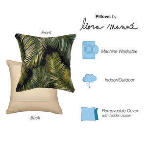 Liora Manne Marina Palm Border Indoor Outdoor Decorative Pillow Black