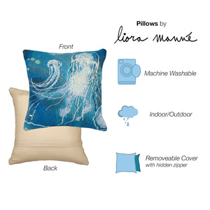 Liora Manne Marina Jelly Fish Indoor Outdoor Decorative Pillow Bloom