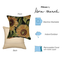 Load image into Gallery viewer, Liora Manne Marina Sunflowers Indoor Outdoor Decorative Pillow Black