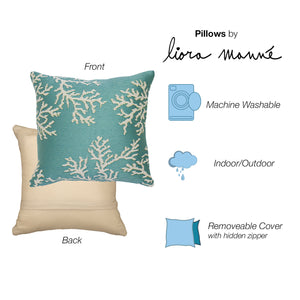 Liora Manne Marina Coral Edge Indoor Outdoor Decorative Pillow Aqua