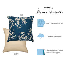 Load image into Gallery viewer, Liora Manne Marina Coral Edge Indoor Outdoor Decorative Pillow Navy