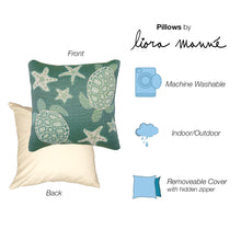 Load image into Gallery viewer, Liora Manne Marina Turtle And Stars Indoor Outdoor Decorative Pillow Aqua