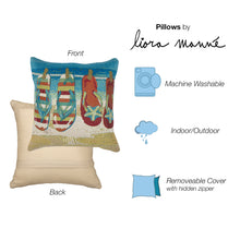 Load image into Gallery viewer, Liora Manne Marina Flip Flops Forever Indoor Outdoor Decorative Pillow Blue