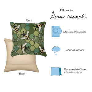 Liora Manne Marina Bee Free Indoor Outdoor Decorative Pillow Green