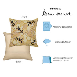 Liora Manne Marina Bee Free Indoor Outdoor Decorative Pillow Honey