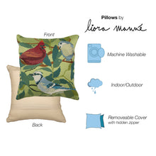 Load image into Gallery viewer, Liora Manne Marina Three Birds Of A Feather Indoor Outdoor Decorative Pillow Green