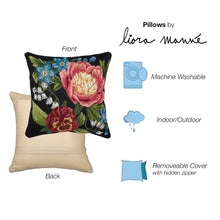 Load image into Gallery viewer, Liora Manne Marina Secret Garden Indoor Outdoor Decorative Pillow Black