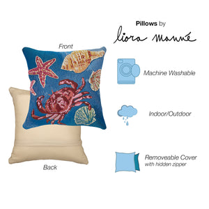 Liora Manne Marina Shell We Dance Indoor Outdoor Decorative Pillow Aqua