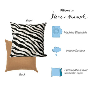 Liora Manne Visions I Zebra Indoor Outdoor Decorative Pillow Black