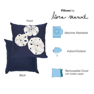 Liora Manne Visions I Sand Dollar Indoor Outdoor Decorative Pillow Navy