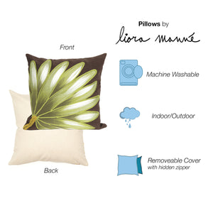 Liora Manne Visions II Palm Fan Indoor Outdoor Decorative Pillow Chocolate