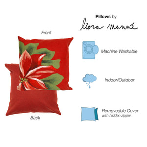 Liora Manne Visions III Poinsettia Indoor Outdoor Pillow Red