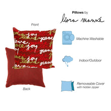 Load image into Gallery viewer, Liora Manne Visions III Peace Love Joy Indoor Outdoor Decorative Pillow Red