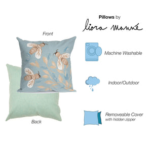 Liora Manne Visions III Bees Indoor Outdoor Decorative Pillow Aqua