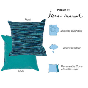 Liora Manne Visions III Broken Stripe Indoor Outdoor Decorative Pillow Blue