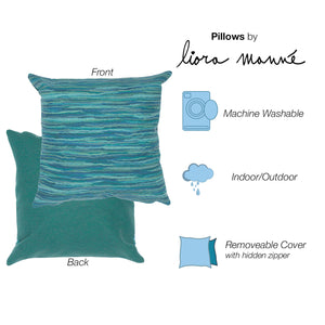 Liora Manne Visions III Broken Stripe Indoor Outdoor Decorative Pillow Aqua