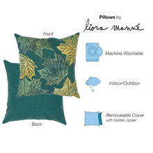 Load image into Gallery viewer, Liora Manne Visions IV Leaf Toss Indoor Outdoor Decorative Pillow Forest Green