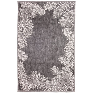 Liora Manne Malibu Pine Border Indoor Outdoor Area Rug Charcoal