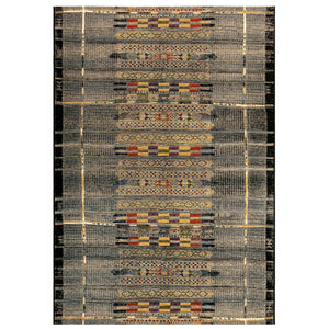 Liora Manne Marina Tribal Stripe Indoor Outdoor Area Rug Black