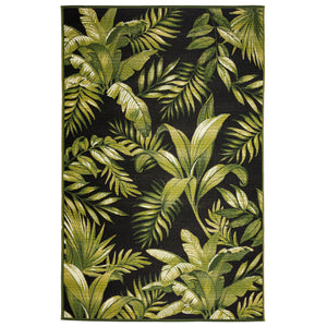 Liora Manne Marina Jungle Leaves Indoor Outdoor Rug Area Black