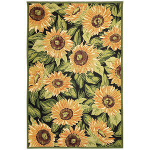 Liora Manne Marina Sunflowers Indoor Outdoor Area Rug Black