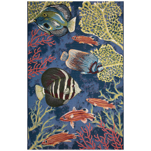 Liora Manne Marina Fish Indoor Outdoor Area Rug Navy