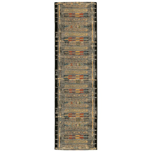 Liora Manne Marina Tribal Stripe Indoor Outdoor Area Rug Black