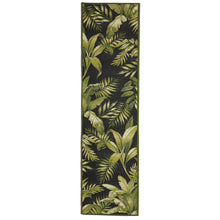 Load image into Gallery viewer, Liora Manne Marina Jungle Leaves Indoor Outdoor Rug Area Black