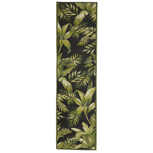 Liora Manne Marina Jungle Leaves Indoor Outdoor Rug Area Black