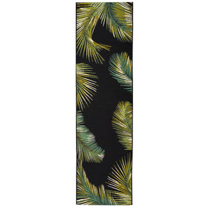 Liora Manne Marina Palm Border Indoor Outdoor Area Rug Black