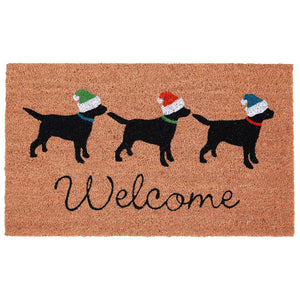 Liora Manne Natura Three Dogs Holiday Outdoor Door Mat Natural 1'6" x 2'6"