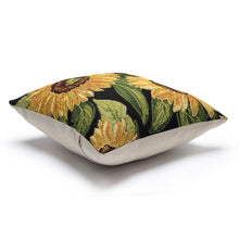 Load image into Gallery viewer, Liora Manne Marina Sunflowers Indoor Outdoor Decorative Pillow Black