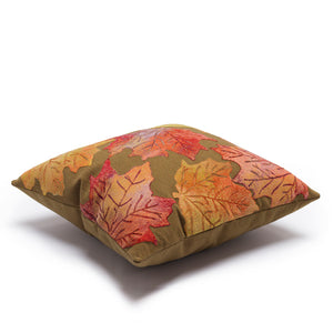 Liora Manne Visions IV Leaf Toss Indoor Outdoor Decorative Pillow Flame Caramel