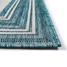 Load image into Gallery viewer, Liora Manne Carmel Multi Border Indoor Outdoor Area Rug Aqua