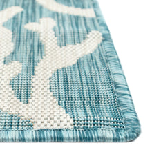 Load image into Gallery viewer, Liora Manne Carmel Coral Border Indoor Outdoor Area Rug Aqua
