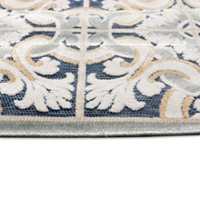 Load image into Gallery viewer, Liora Manne Canyon Floral Tile Indoor Outdoor Area Rug Navy