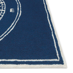 Liora Manne Frontporch Compass Indoor Outdoor Area Rug Navy